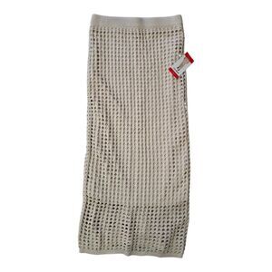 Steve Madden Crochet Midi Skirt Womens XS Beige Lined Elastic Waist NWT